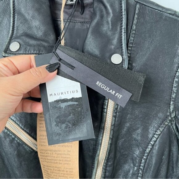 🩷 Mauritius, Women's Leather Jacket - Black. Size: 6 (US). NWT - Picture 9 of 16